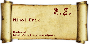 Mihol Erik névjegykártya